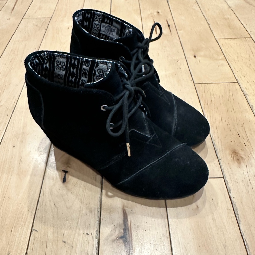 Toms Black Suede Ankle Booties
